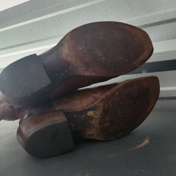 Nocona Boots Cowboy Made In USA Brown Black Mens Size 9 D - Picture 6 of 6